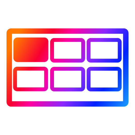 Stilisiertes Icon eines Bildschirms mit verschiedenen Apps in Spektrum-Farbe