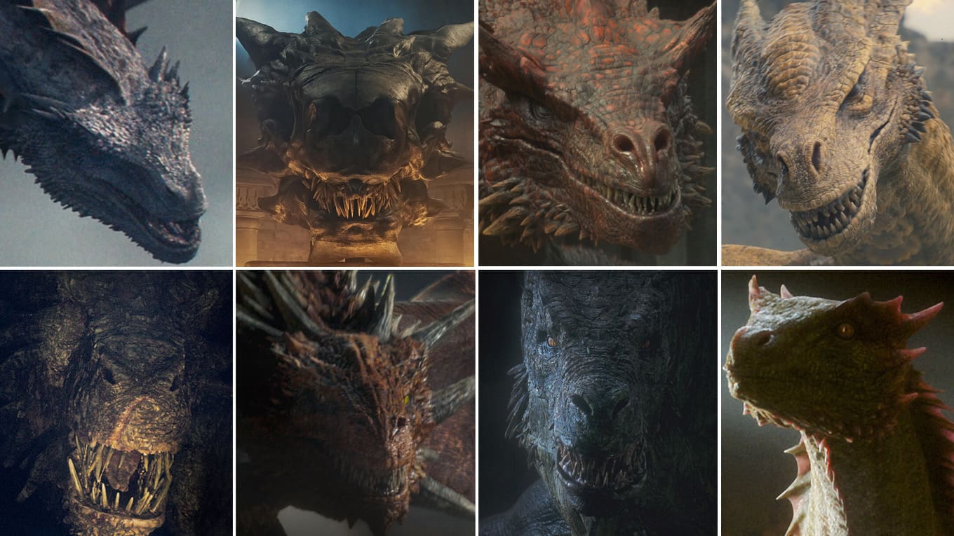 Foto-Collage der Drachen aus der Serie House of the Dragon in 16:9