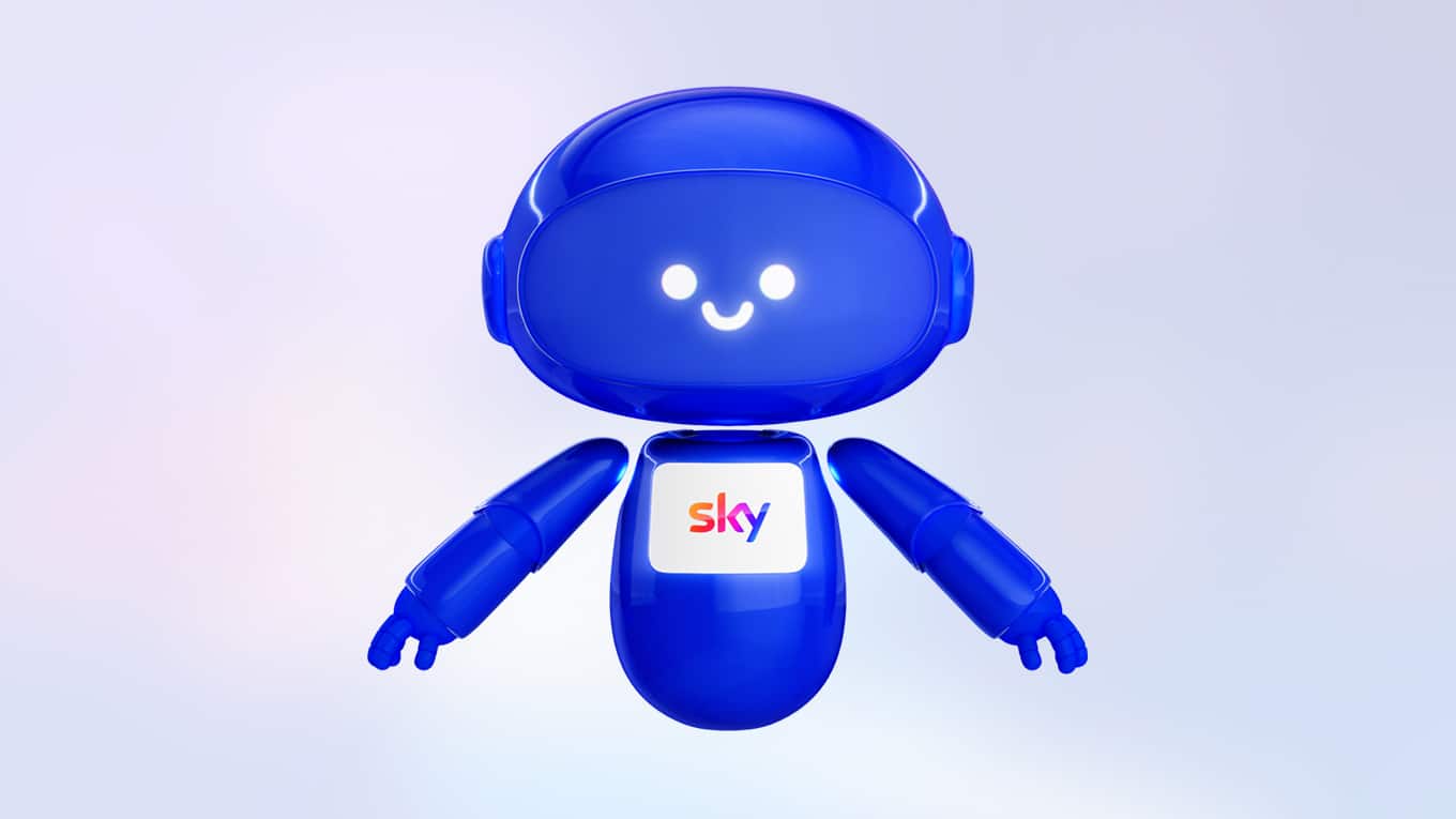 Symbol für den Oscar-Chatbot: Kleiner blauer Roboter im Kindchen-Schema, nur Kopf und Oberkörper.