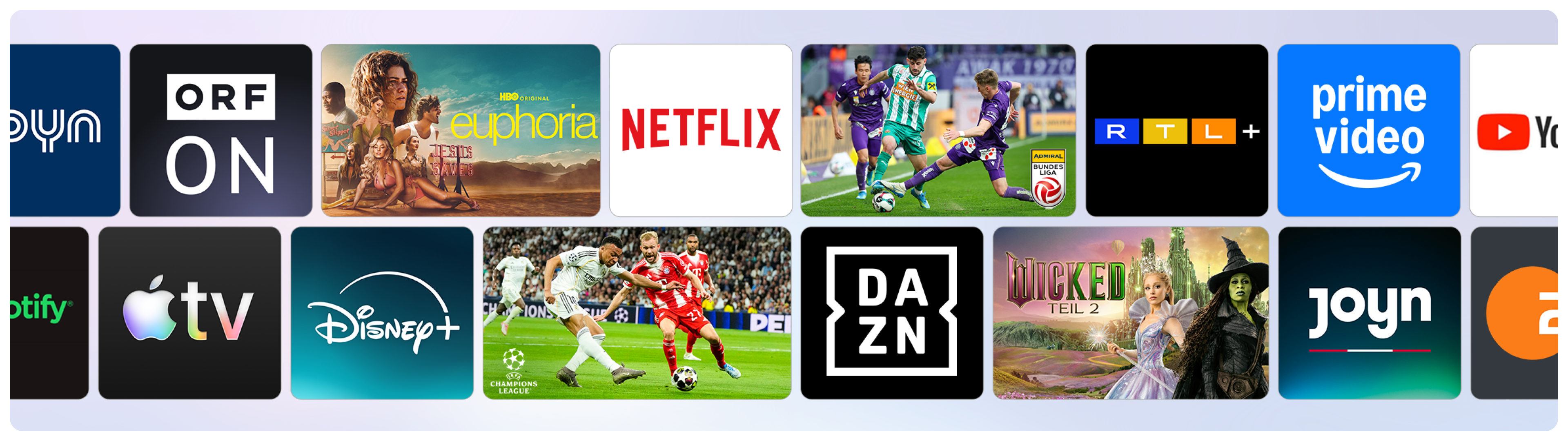 Zusammenstellung einer App- und Contentübersicht.