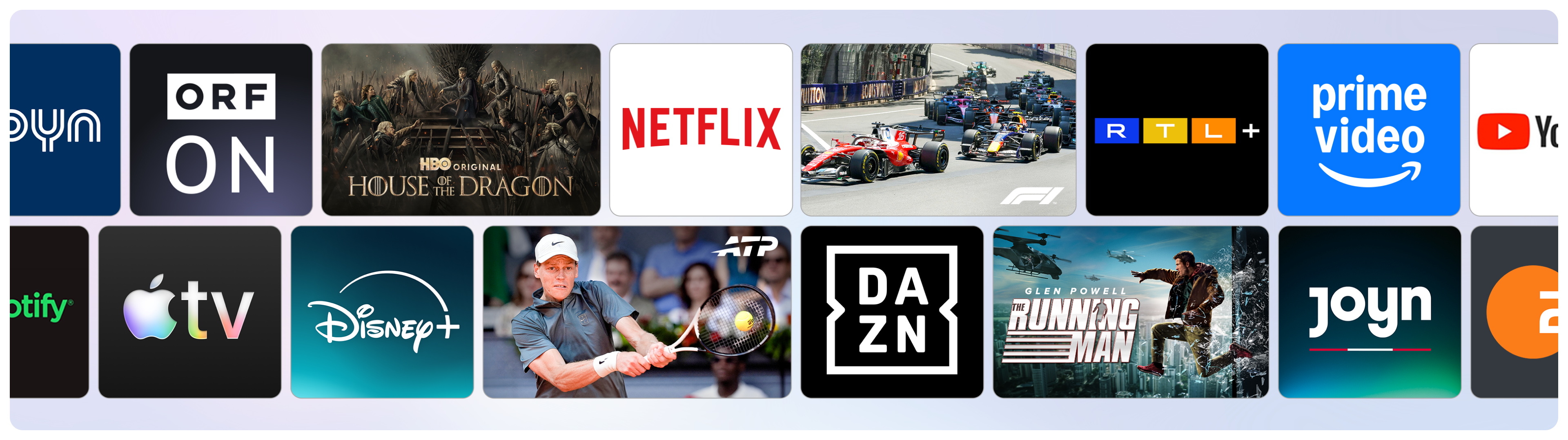 Zusammenstellung einer App- und Contentübersicht.