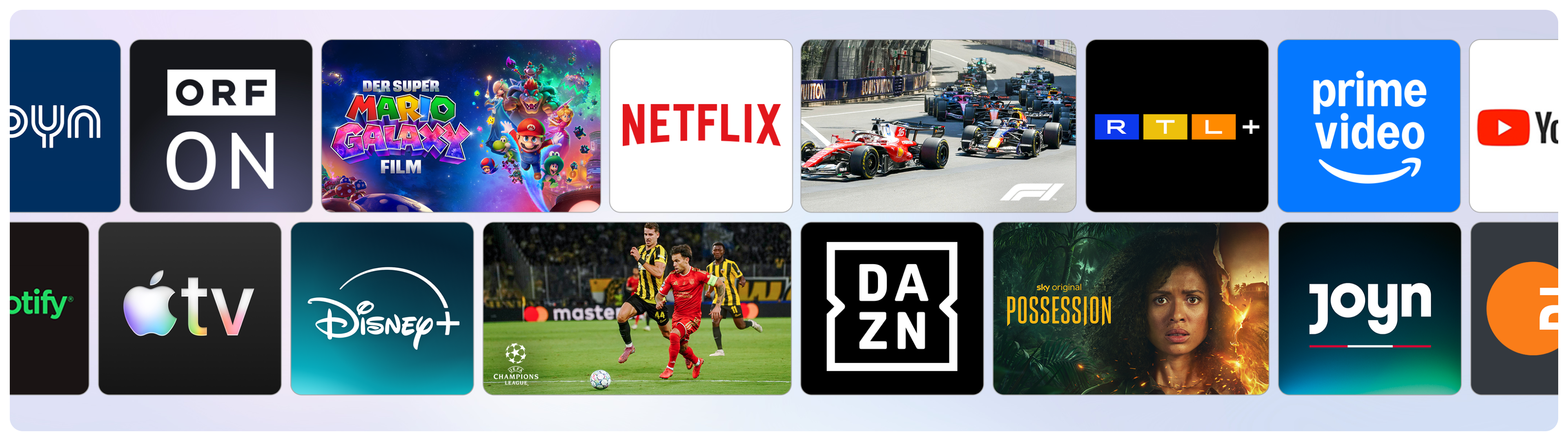 Zusammenstellung einer App- und Contentübersicht.