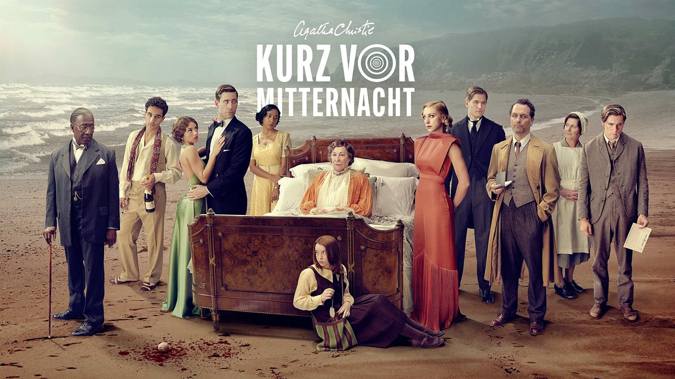 Titelbild - Key Art mit Text - der Serie Agatha Christie: Kurz vor Mitternacht in 16:9