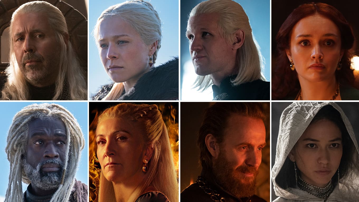 Foto-Collage mit den Charakteren aus der Serie House of the Dragon in 16:9