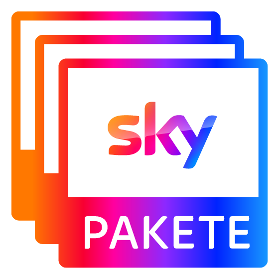 Stilisiertes Icon verschiedener Sky Pakete in Spektrumfarbe