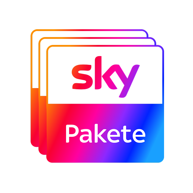 Stilisiertes Icon verschiedener Sky Pakete in Spektrumfarbe