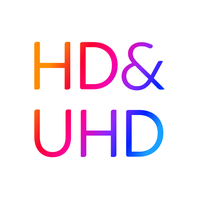 Schriftzug "HD und UHD" in Spektrumfarbe