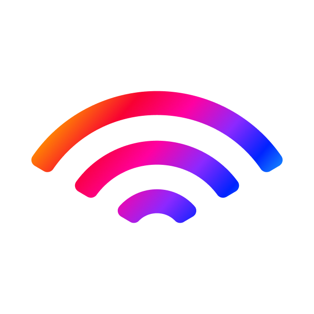Symbol für W-LAN bzw. Wi-Fi in Spektrum-Farbe