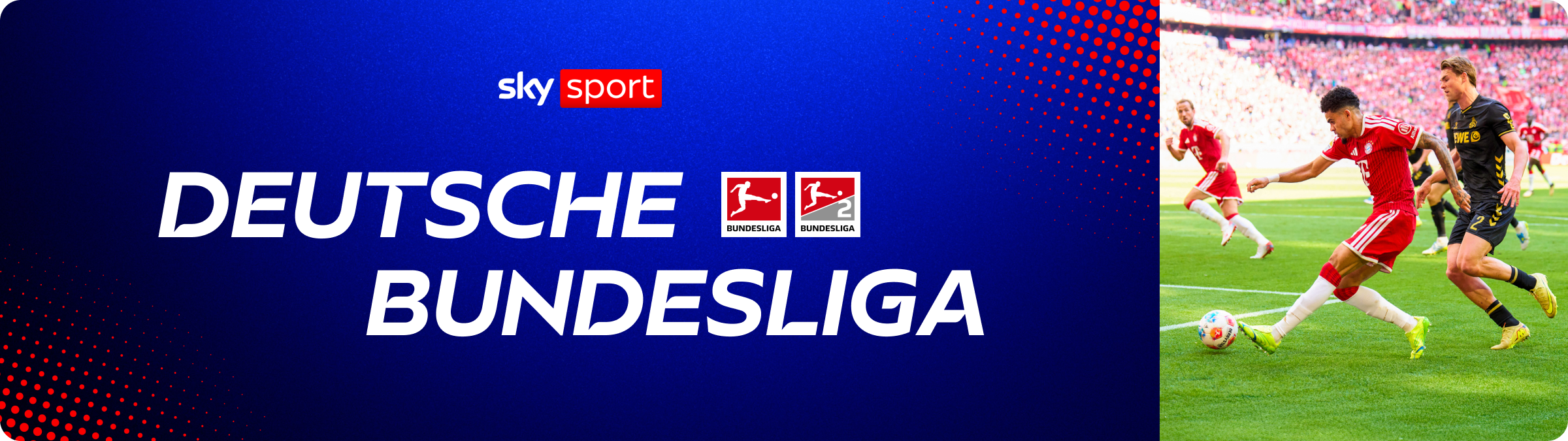 Links Schriftzug "Deutsche Bundesliga" und rechts eine Spielszene aus der Liga.