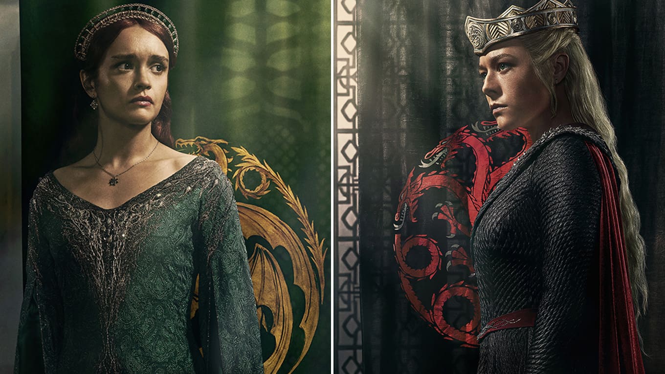 Bild mit Alicent Hohenturm und Rhaenyra Targaryen aus der Serie House of the Dragon