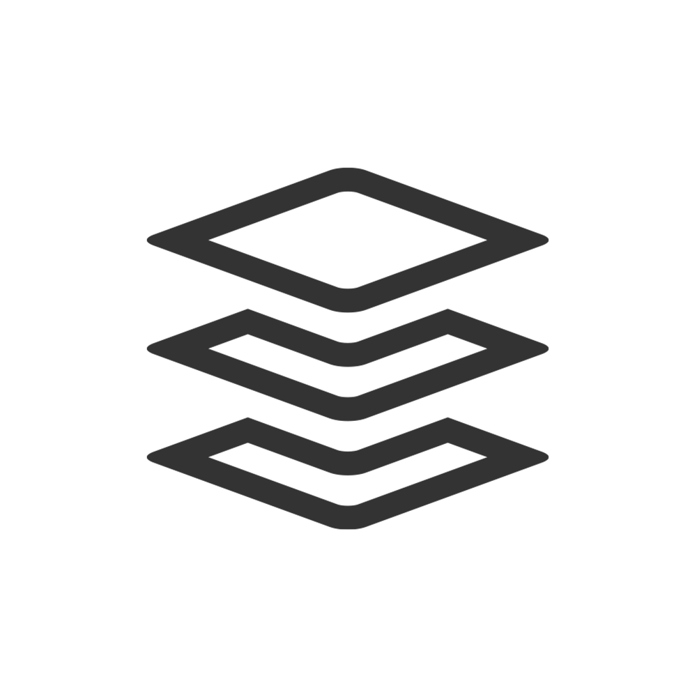 Stilisierte Ansicht mehrerer Ebenen übereinander in grau.