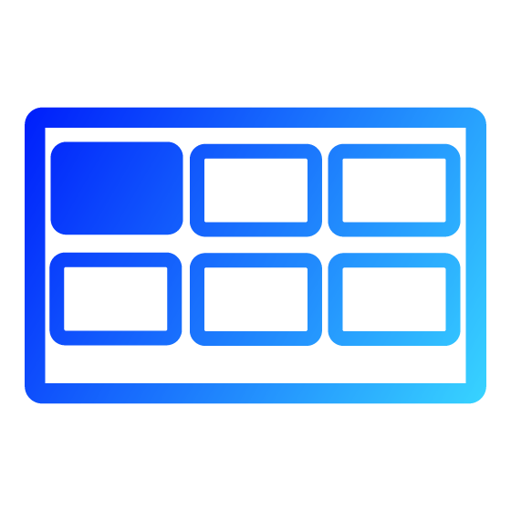 Stilisiertes Icon eines Bildschirms mit verschiedenen Apps in Blauverlauf