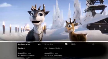 Anzeige der Untertitel Funktion, bei der Einblendung eines Filmes