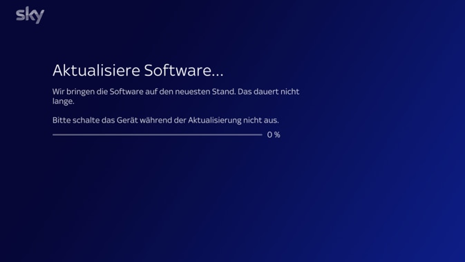 Bildschirm, der den Fortschritt der Softwareaktualisierung anzeigt, wenn eine neuere Software verfügbar ist.