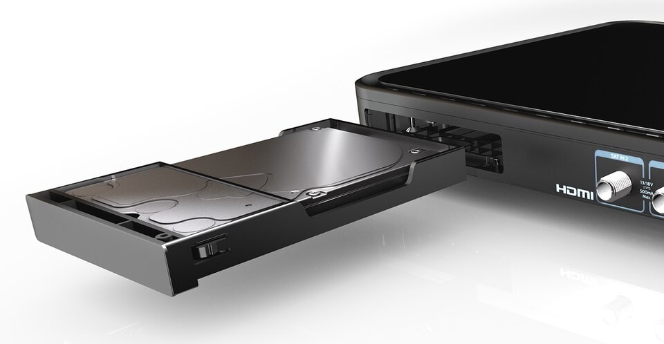 Der Sky Q Receiver mit Festplattensteckplatz.