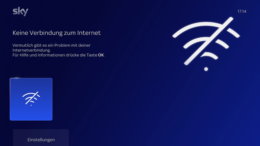 Grafik zeigt den Bildschirm mit "Keine Verbindung zum Internet"