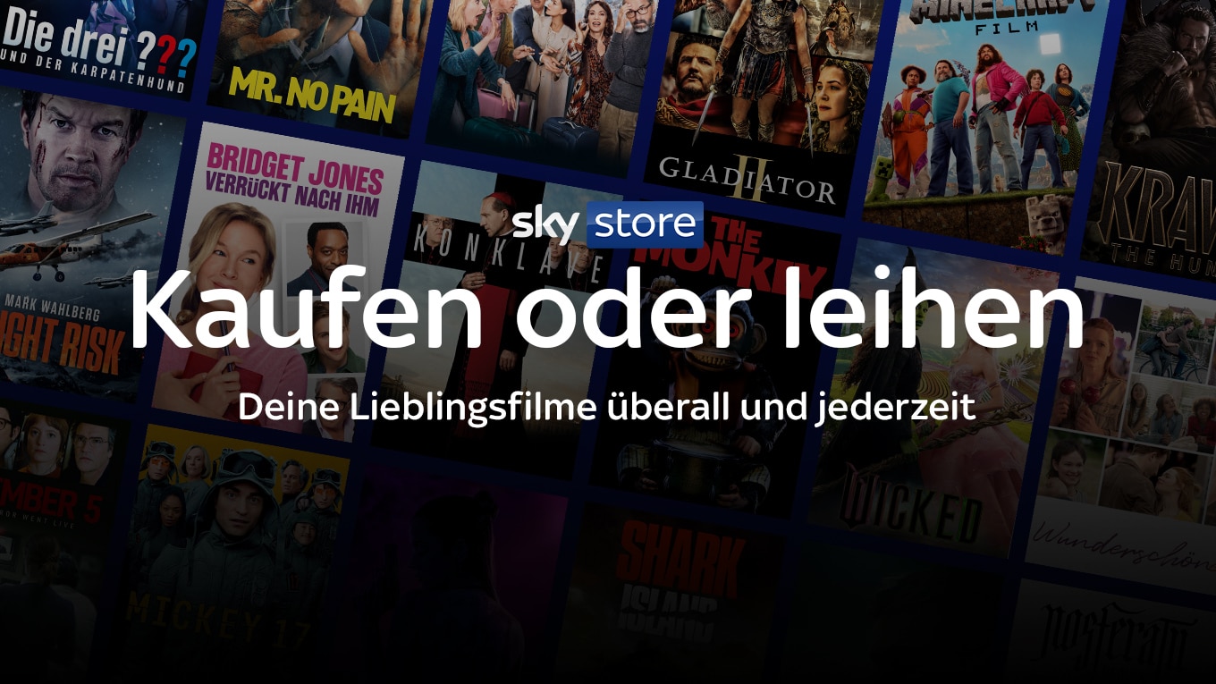 Bild zeigt Sky Store Logo mit dem Titel Kaufen oder leihen - Deine Lieblingsfilme überall und jederzeit