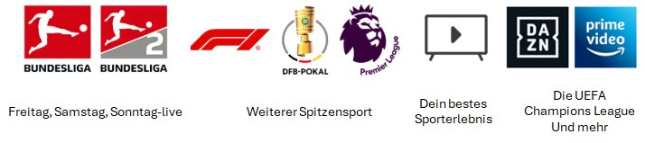 „Logos von Bundesliga, F1, DFB-Pokal, Premier League, DAZN und Prime Video“