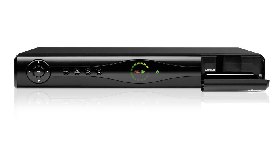 Samsung-Recorder mit rotem REC-Display und Markenlogo auf der Vorderseite, schwarzer Hintergrund