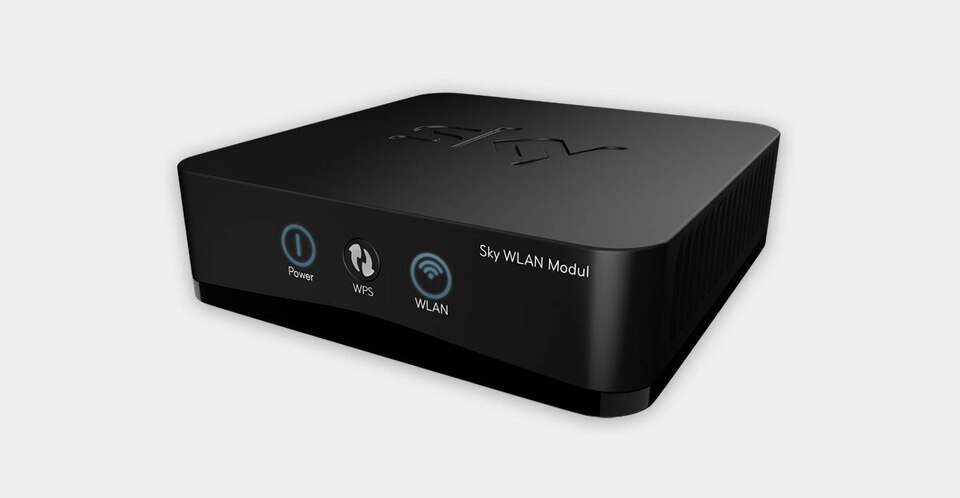Sky WLAN Modul, sichtbare Tasten: Power, WPS, WLAN.
