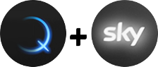 Blauer Kreis dreht sich und weißes Sky-Logo leuchtet