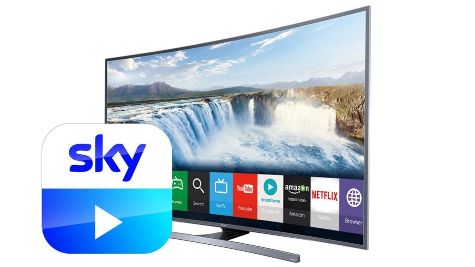 Samsung-Fernseher mit Sky Q-Logo.