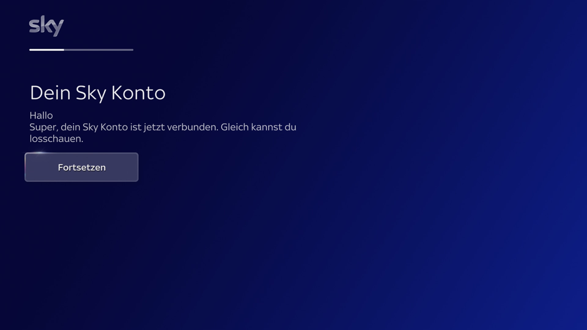 Der nächste Bildschirm bestätigt die Kontoverknüpfung. Der Benutzer kann auf „OK“ klicken, um fortzufahren.