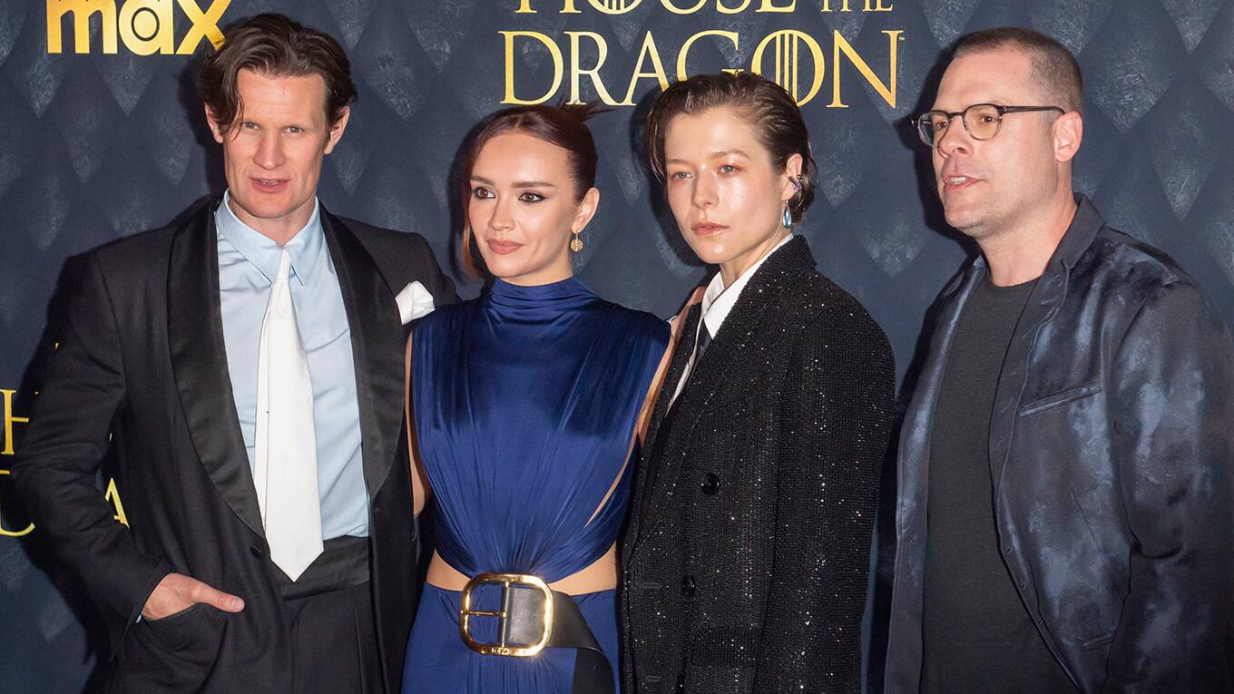 Zur Premiere der zweiten Staffel von House of the Dragon in New York kamen die Schauspieler Matt Smith, Olivia Cooke und Emma D’Arcy sowie Showrunner Ryan Condal.