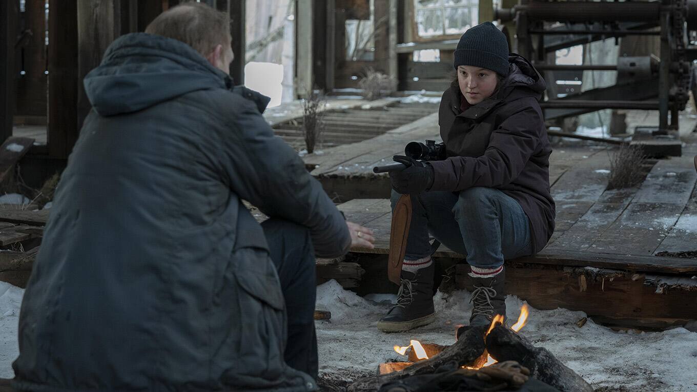 Bella Ramsey als Ellie und Scott Shepherd als David in The Last of Us Staffel 1 Folge 8 Wenn wir in Not sind.