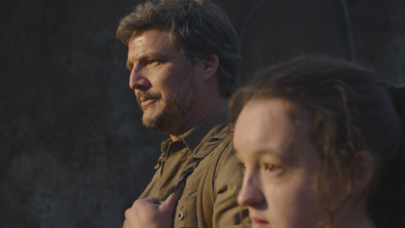 Pedro Pascal als Joel und Bella Ramsey als Ellie in The Last of Us Staffel 1 Episode 1 When You