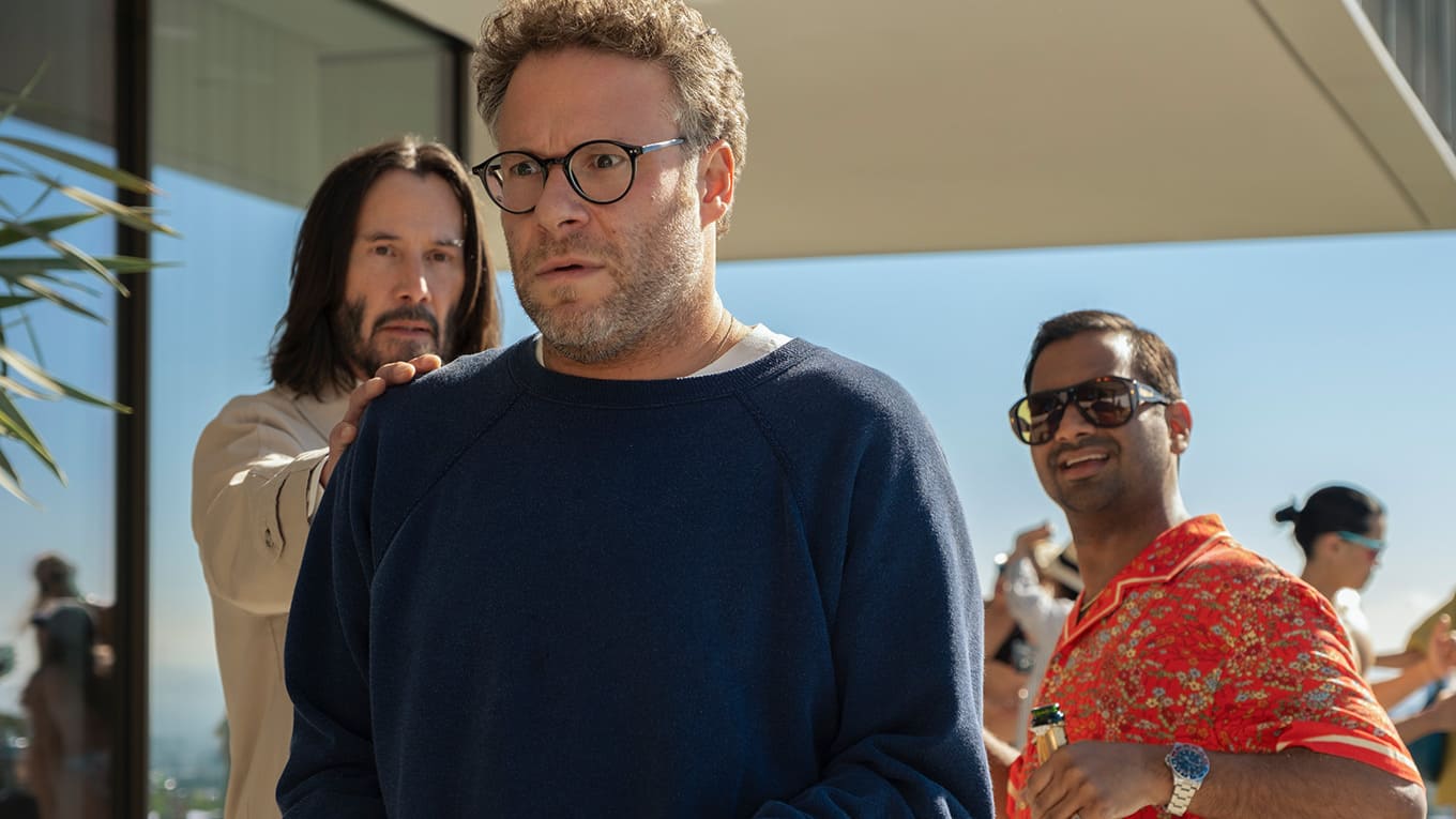 Keanu Reeves, Aziz Ansari und Seth Rogen in der Komödie Good Fortune - Ein ganz spezieller Schutzengel