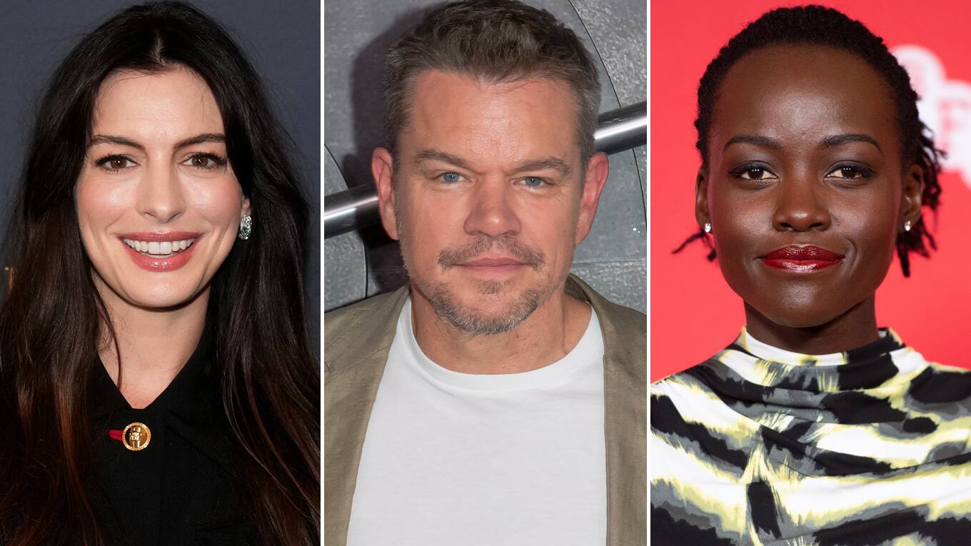 Anne Hathaway (links), Matt Damon (Mitte) und Lupita Nyong