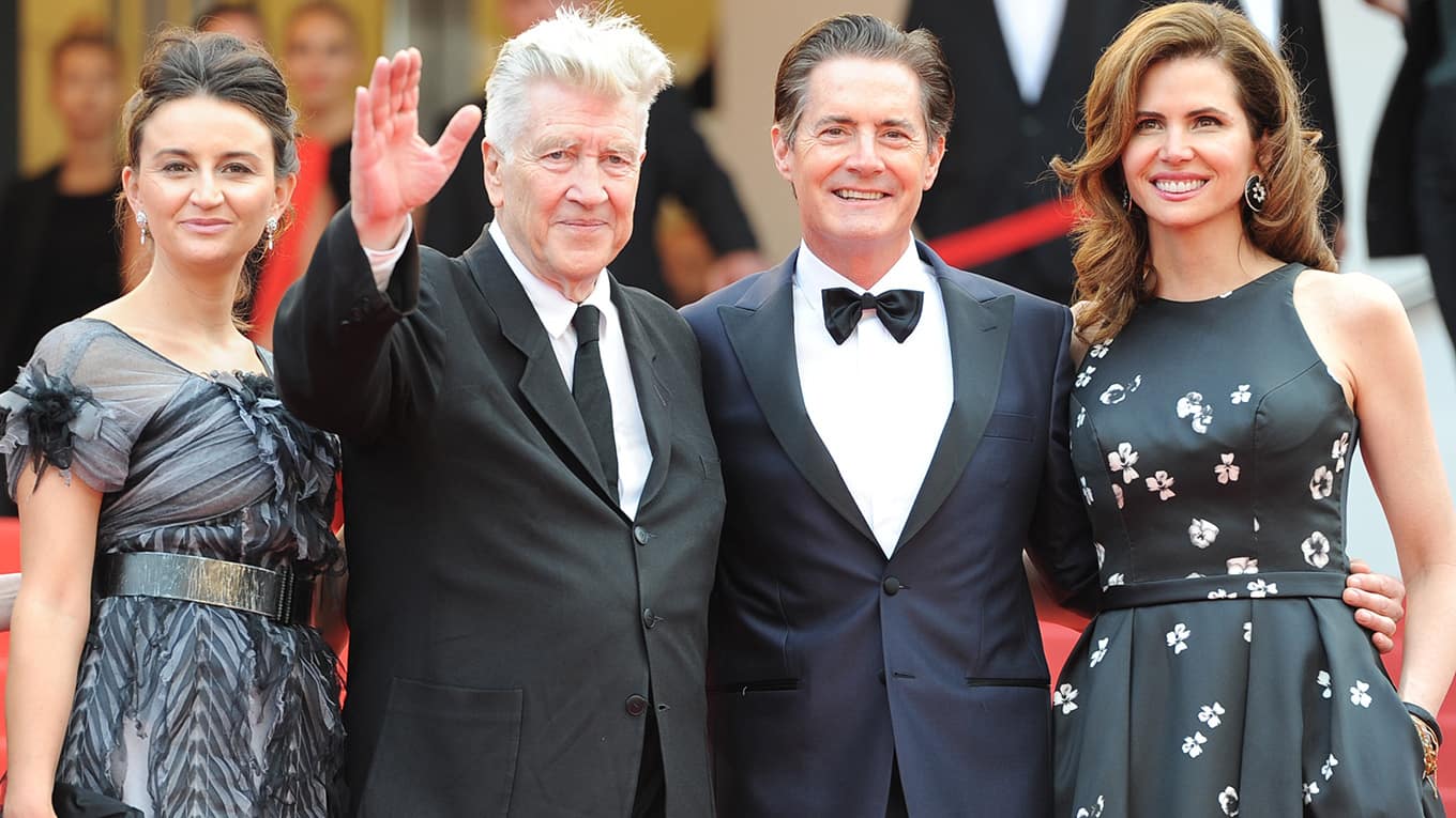 David Lynch (2.v.l.) und Ehefrau Emily Stofle (1.v.l.) sowie Hauptdarsteller Kyle MacLachlan (3.v.l.) mit Ehefrau Desiree Gruber (1.v.r.) bei der Vorführung von 