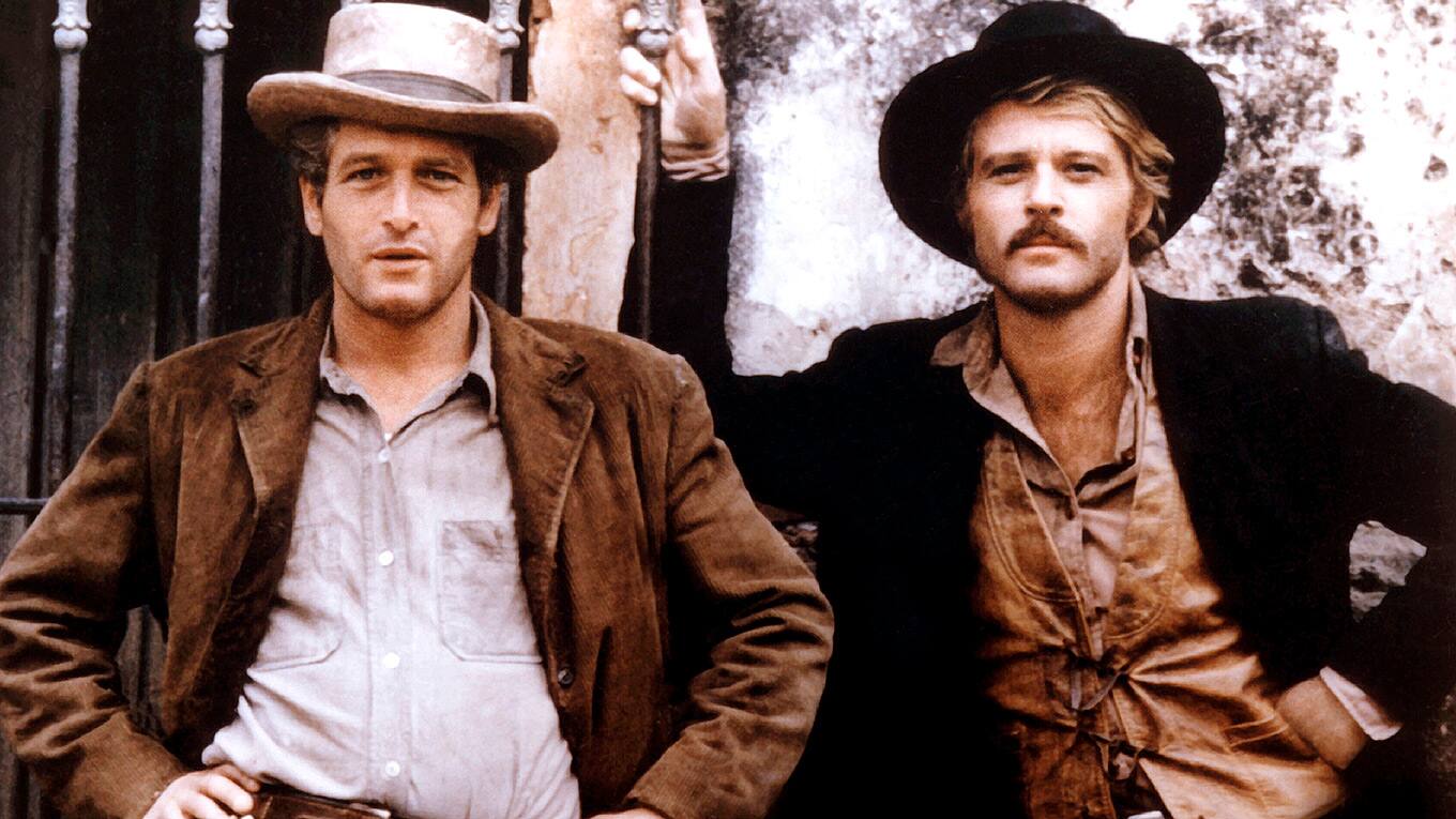 Foto aus dem Film Butch Cassidy und Sundance Kid mit Paul Newman und Robert Redford.