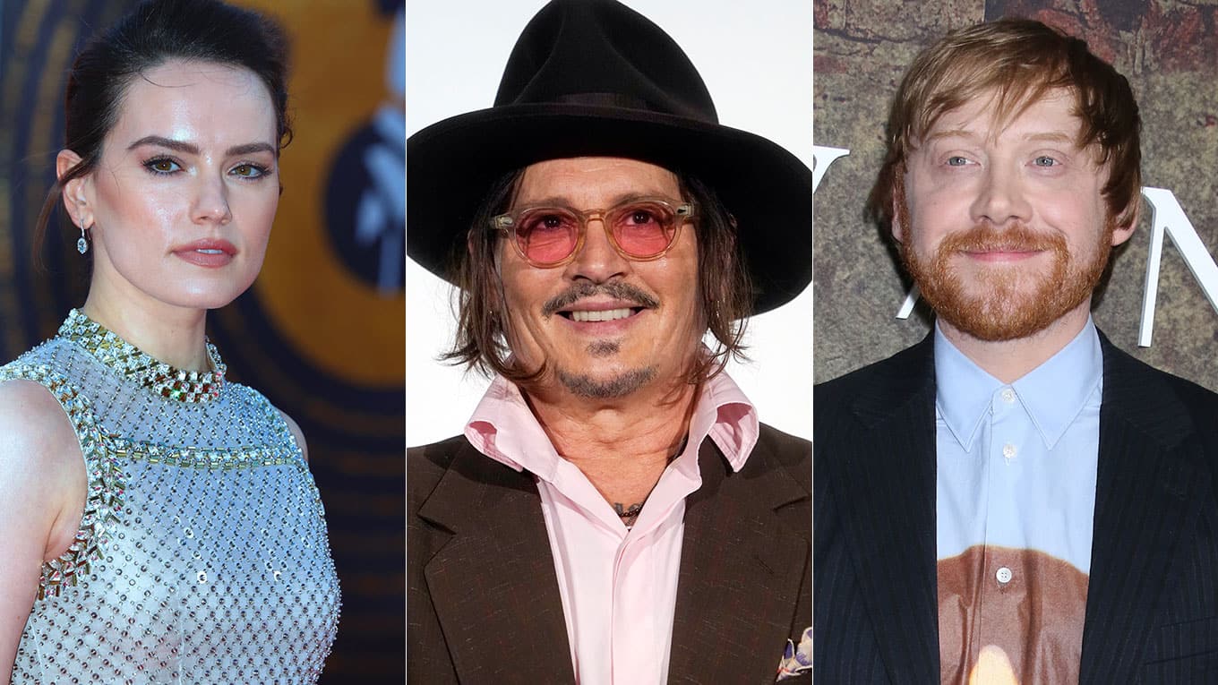 Foto der Schauspieler: Daisy Ridley, Johnny Depp und Rupert Grint