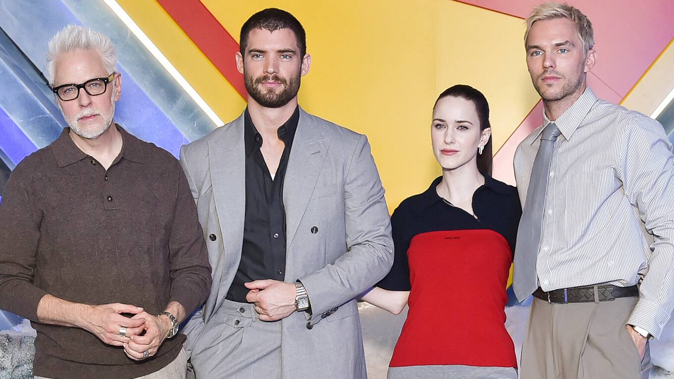 Foto von James Gunn, David Corenswet, Rachel Brosnahan und Nicholas Hoult