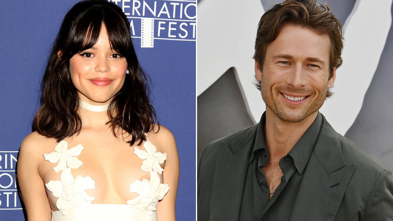 Portraitbilder von Jenna Ortega und Glen Powell