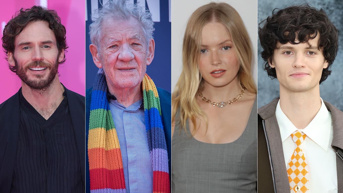Schauspieler Sam Claflin, Ian McKellen, Ellie Bamber und Arthur Conti