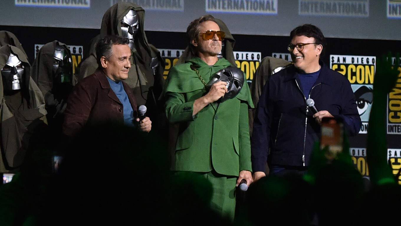 Robert Downey Jr, und Joe und Anthony Russo auf der Comic Con