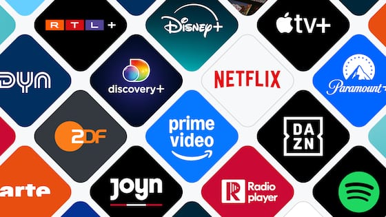 Logos von Netflix, Paramount+ und Dazn