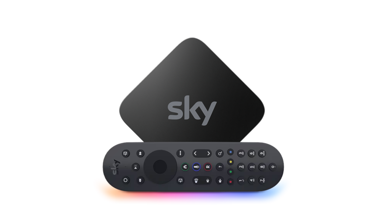 Eine Sky Stream Box mit Fernbedienung.