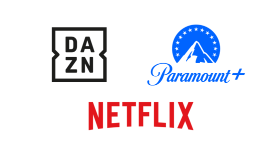 Logos von Netflix, Paramount+ und Dazn